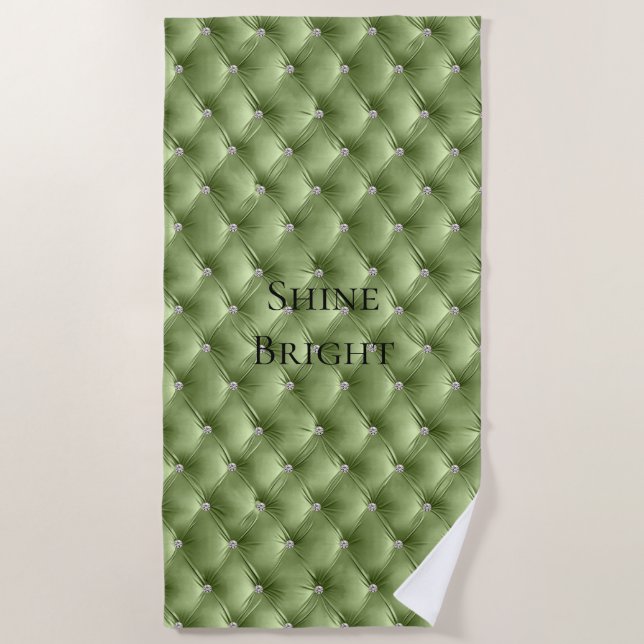 Serviette De Plage Luxe Glam Sage Green Faux Velvet (Devant)