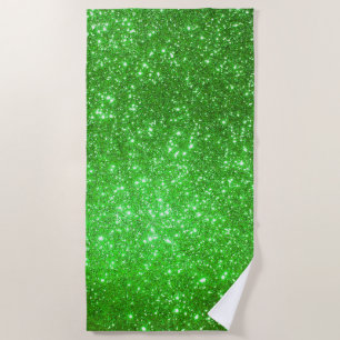 Serviette De Plage Luxe Green Gold Parties scintillant
