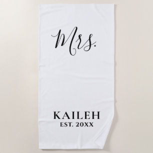 Serviette De Plage M. et Mme Couple Bride Groom Nom personnalisé