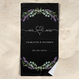 Serviette De Plage M. mrs nouvellement mariés lavande noir mariage