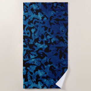 Serviette De Plage Magie Abstraite - Black Grunge Bleu de la Marine