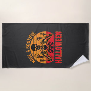 Serviette De Plage Magnifique cœur de squelette d'Halloween Rétro Cou