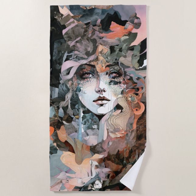 Serviette De Plage Magnifique Collage Femme (Devant)