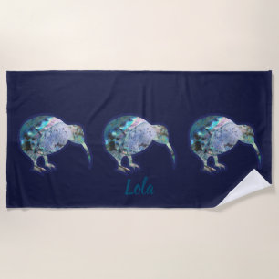 Serviette De Plage Magnifique Motif d'oiseaux Kiwi, personnalisé avec