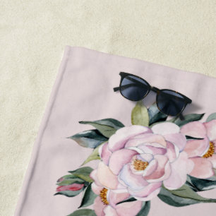 Serviette de plage Magnolia Fleurs roses