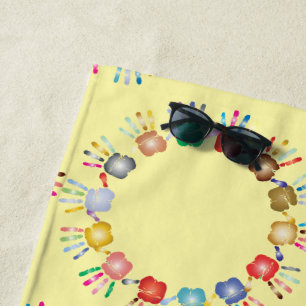 Serviette De Plage Mains peintes colorées *Couleur personnalisable*