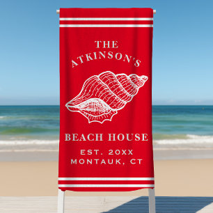 Serviette De Plage Maison de plage en coquille de conque côtière Nom