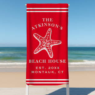Serviette De Plage Maison de plage étoile de mer côtière Nom de famil