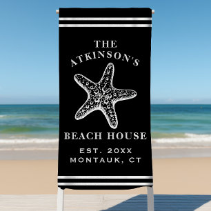 Serviette De Plage Maison de plage étoile de mer côtière Nom de famil