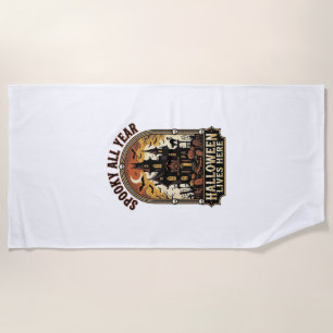 Serviette De Plage Maison Hantée Halloween Vintage Épouvantable Toute