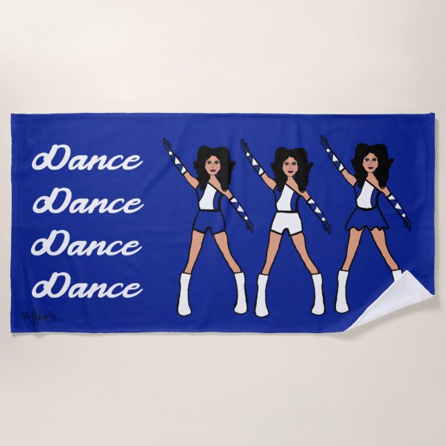 Serviette de plage Majorette/Danseuse (Blanc Bleu) (Devant)