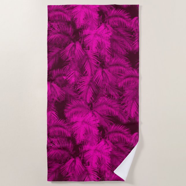 Serviette De Plage Makana Palms Hawaiian Tropical Feuille rose (Devant)