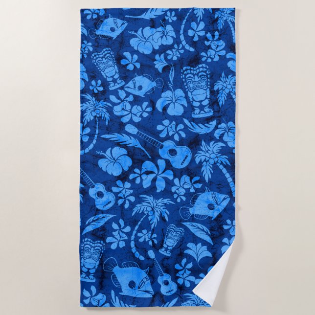 Serviette De Plage Makapuu Beach Hawaii Batik Royal Blue (Devant)