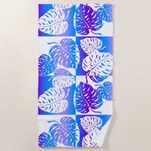 Serviette De Plage Makua Monstera Tropical Hawaiian Purple Blend