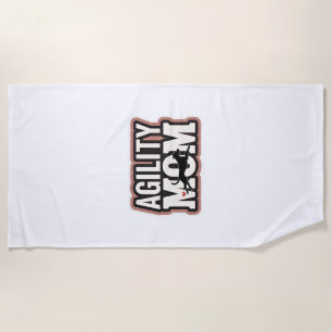 Serviette De Plage Maman d'agilité Vintage silhouette de chien d'agil