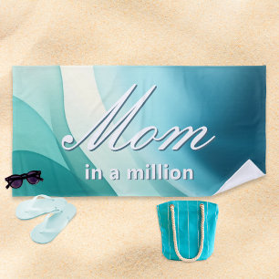 Serviette De Plage Maman exceptionnelle Élégant Aqua Fête des mères