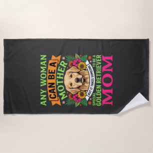 Serviette De Plage Maman Golden Retriever Fleurie Amoureuse des Chien