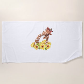 Serviette De Plage Maman Tournesol Cadeau Safari Afrique Animal Enfan