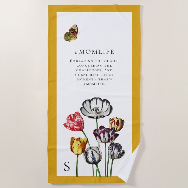 Serviette De Plage Maman Vie Florale Papillon (Devant)