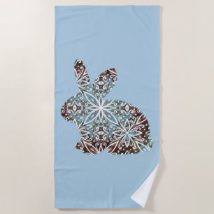 Serviette de plage Mandala Rabbit Chocolate et Blu