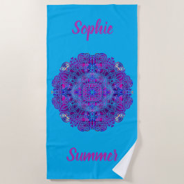 Serviette de plage Mandala rose et violet