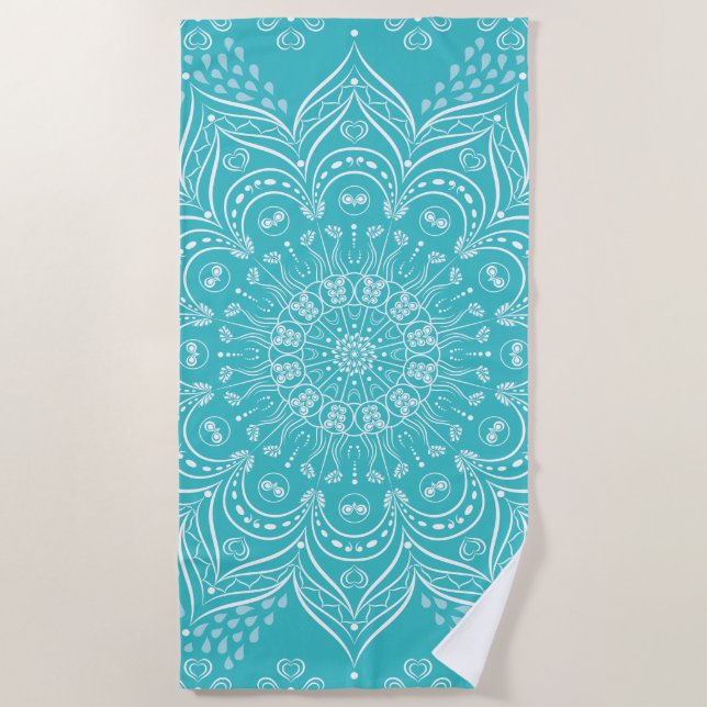 Serviette De Plage Mandala Turquoise été (Devant)