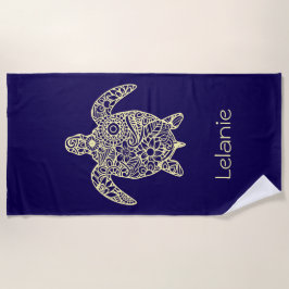 Serviette De Plage Mandala Turtle Royal Blue