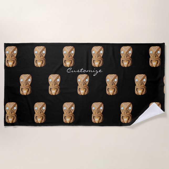 Serviette De Plage Maori Tiki face à Thunder_Cove  (Devant)