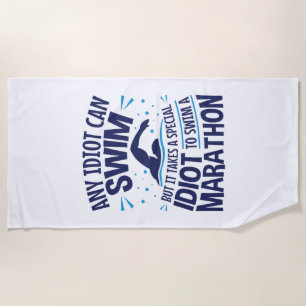 Serviette De Plage Marathon de natation en eau libre Citation drôle