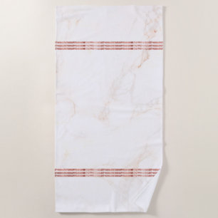 Serviette De Plage Marbre blanc et or rose