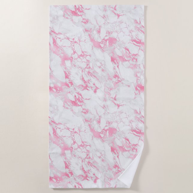 Serviette De Plage Marbre blanc rose (Devant)