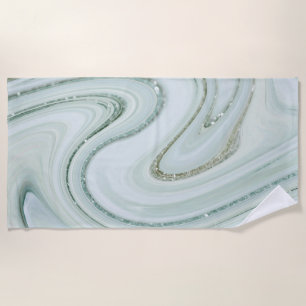 Serviette De Plage Marbre Élégant Tourbillon Paillettes Argentées Bri