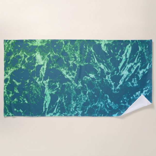 Serviette De Plage Marbre vert sur Turquoise (Devant)