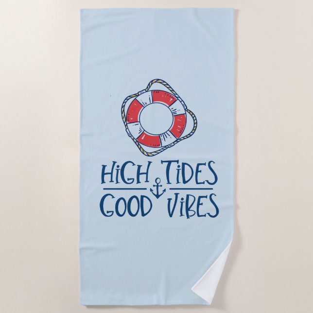 Serviette De Plage Marées Hautes Bonnes Vibrations (Devant)