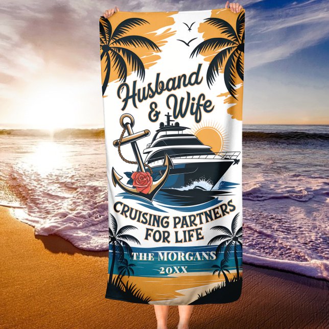Serviette De Plage Mari + Femme Cruising Partenaires pour la vie pers (Créateur téléchargé)