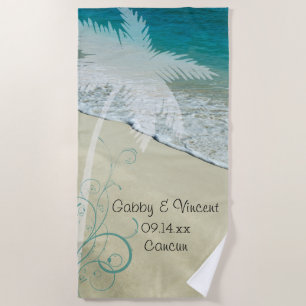 Serviette De Plage Mariage de plage tropicale