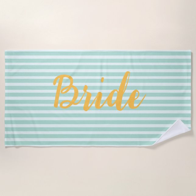 Serviette De Plage Mariage mariée bachelorette femme jaune (Devant)