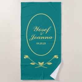 Serviette De Plage Mariage Rose turquoise