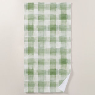 Serviette De Plage Mariage Vert Crème Carreaux de Chaussée