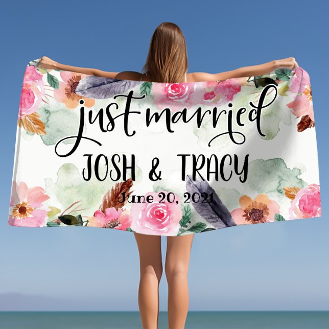 Serviette De Plage Marié, Props Mariages, Props Photo Mariages (Just Married, Wedding Props, Wedding Photo Props Beach Towel)