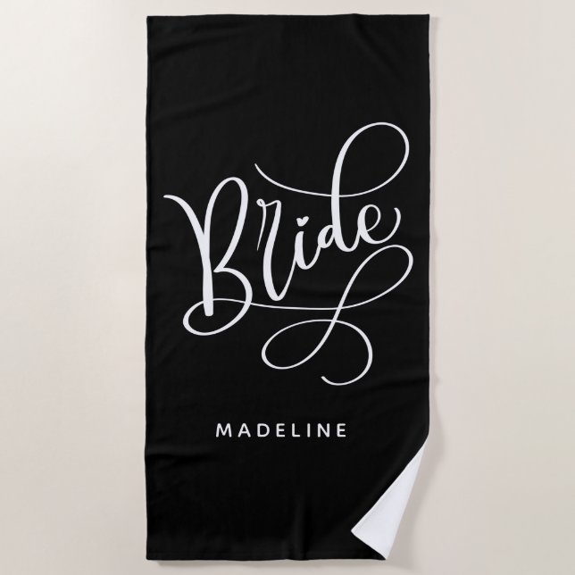 Serviette De Plage Mariée | Ajoutez votre nom (Devant)