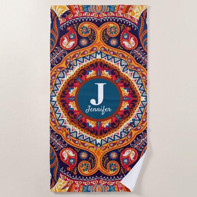 Serviette De Plage Marocain Mariage Vacances Nom personnalisé (Devant)