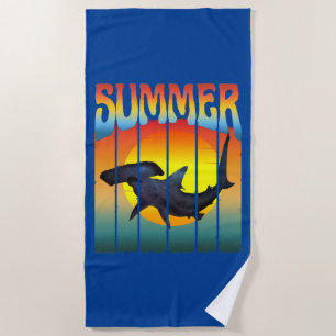 SERVIETTE DE PLAGE MARTEAU DE REQUIN D'ÉTÉ COUCHER DE SOLEIL