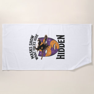 Serviette De Plage Masque de sorcière vintage Halloween illusion de v