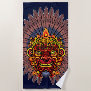 Serviette De Plage Masque rituel du roi guerrier tribal