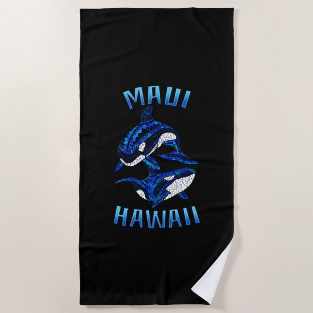 Serviette De Plage Maui Hawaii Orques tribales de vacances (Devant)
