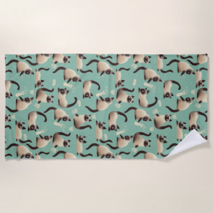 Serviette De Plage Mauvais chats siamois frapper des trucs