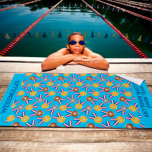 Serviette De Plage Médailles des gagnants Équipe de natation personna