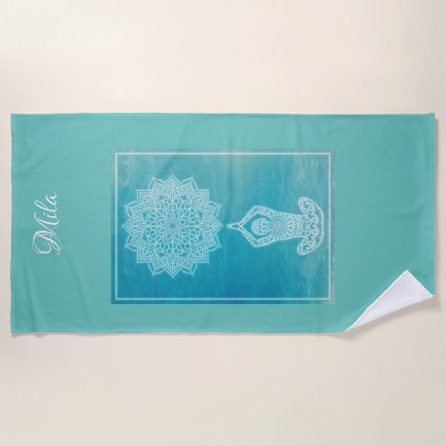 Serviette De Plage Méditation bleu clair (Devant)