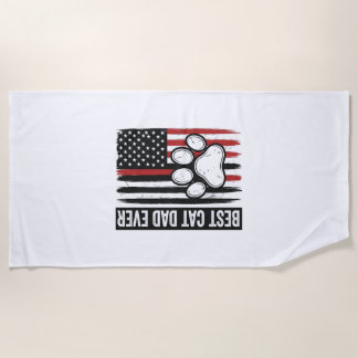 Serviette De Plage Meilleur papa chat patriote Paw Flag Design_1